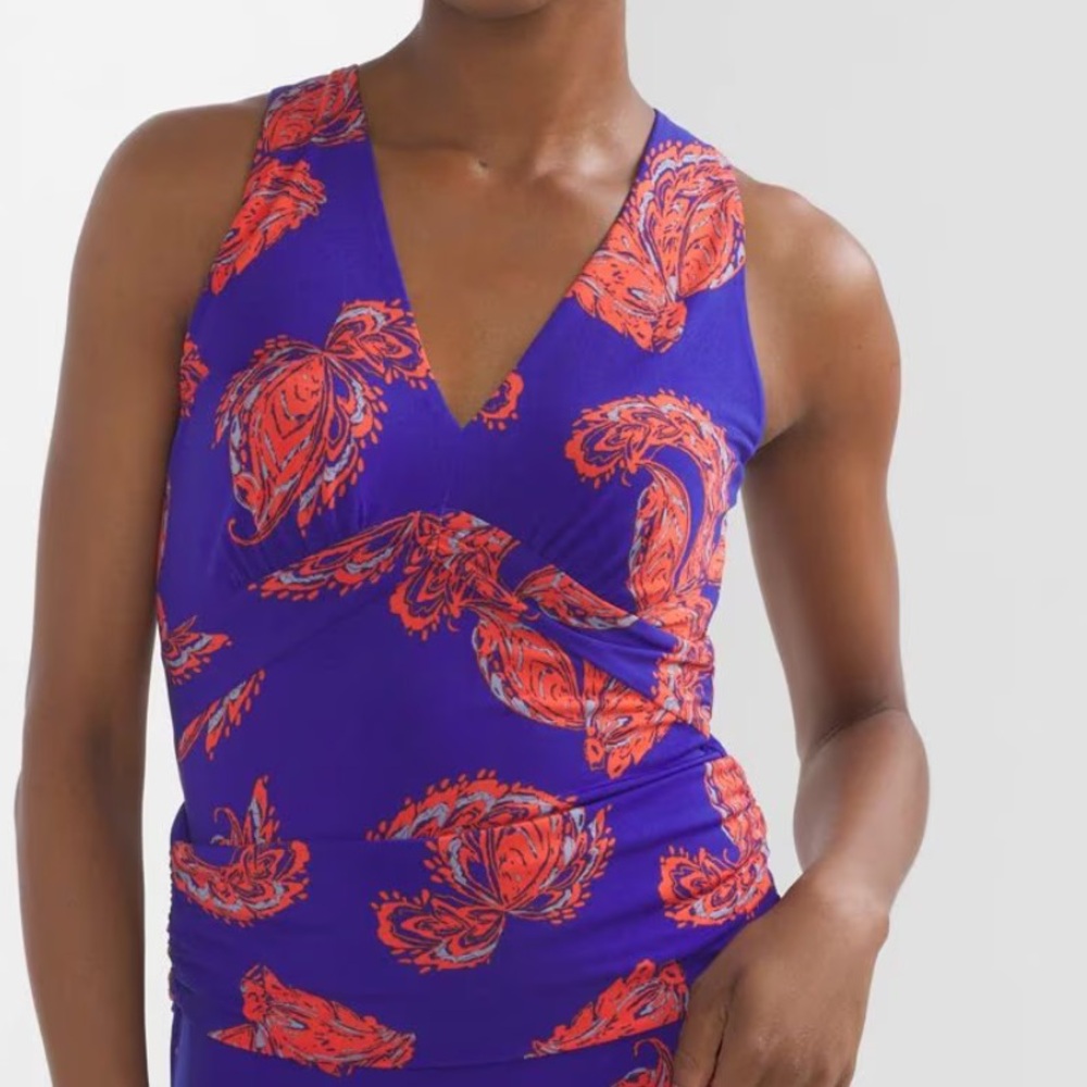 WHBM Blue and Orange Sleeveless Top